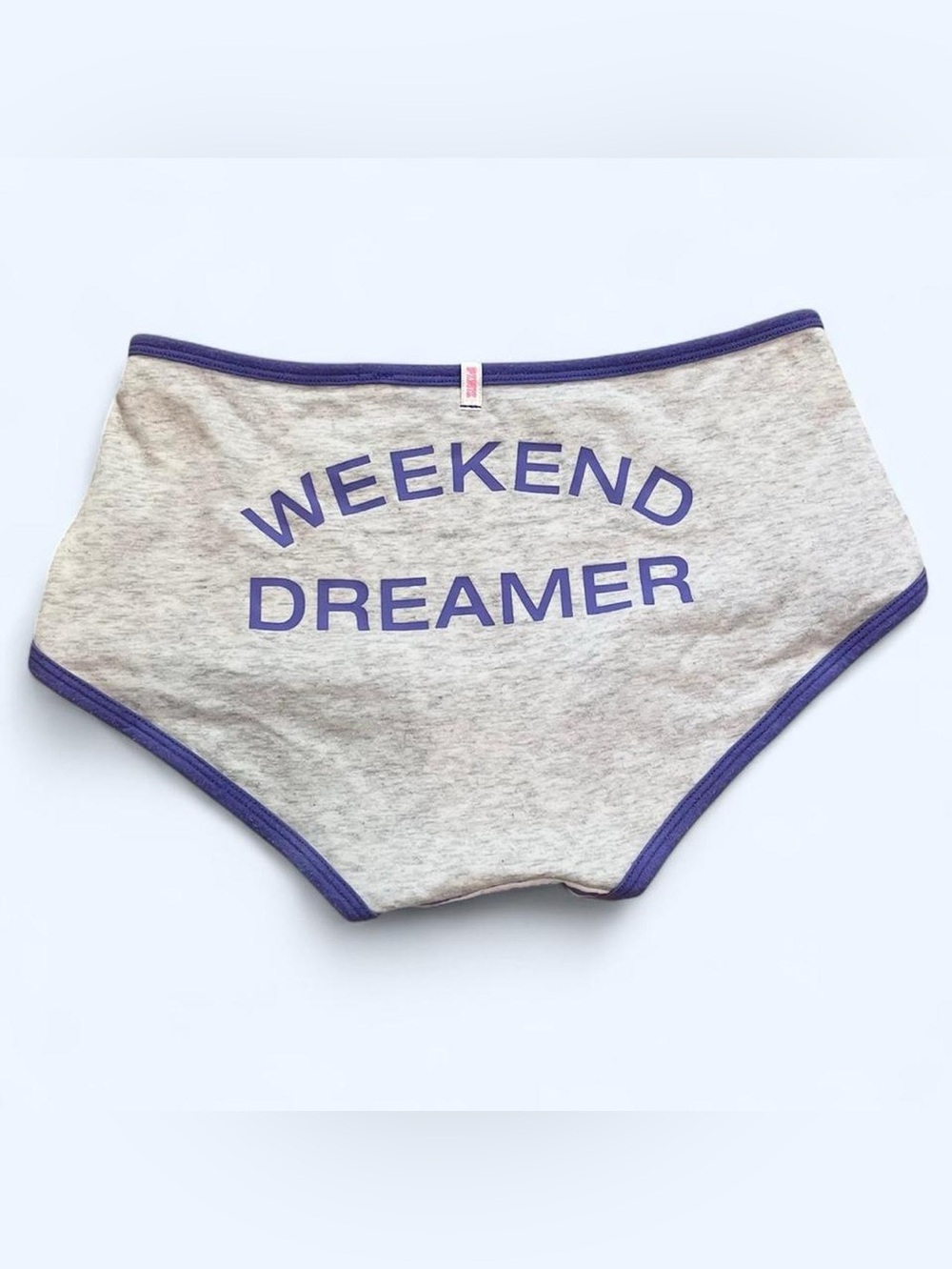 VS PINK Size Small Weekend Dreamer Grey Purple Striped Cotton Boy Short Panties